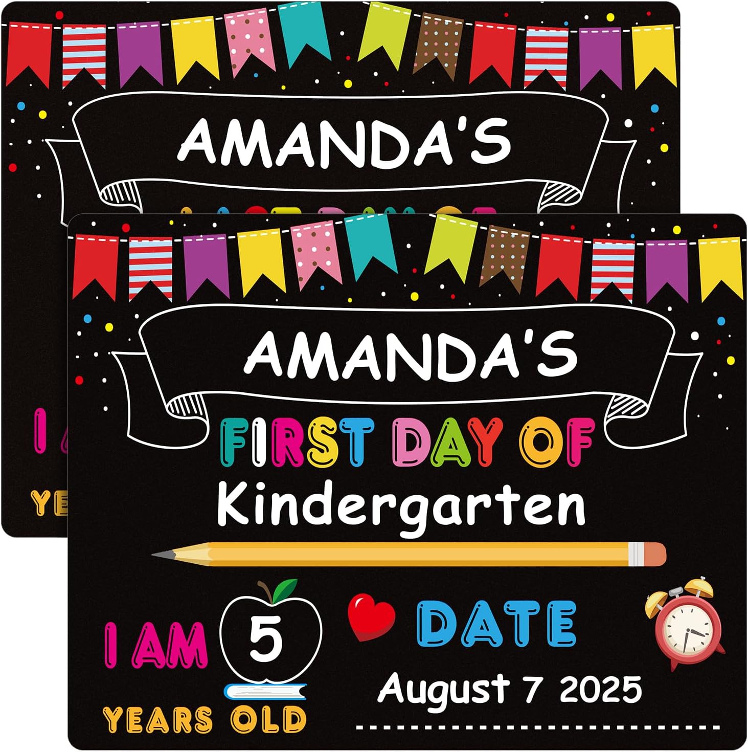 Hohomark First Day and Last Day of School Chalkboard Sign,9"x12" Back to School Board Double Sided First Day of School Sign Photo Prop for Kids,Girls & Boys