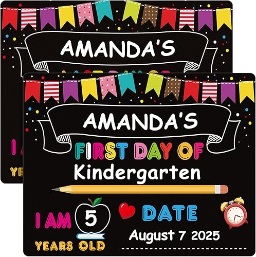 PETCEE Cartel de pizarra para el primer día de escuela 11 x 14 pulgadas, de doble cara, reutilizable y borrable, 1er primer y último día de