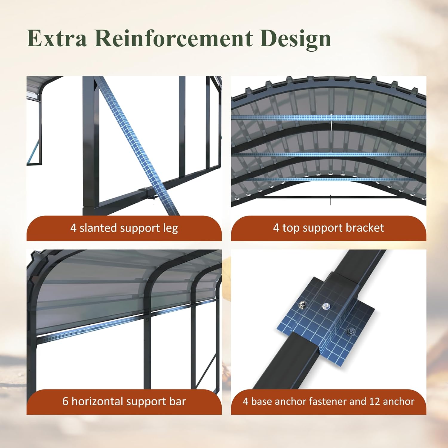 Heavy Duty Carport, 10x15 FT Metal Carport Kit, Steel Carports Canopy with Galvanized Steel Frame and Roof, Garage Car Tent Shelter Outdoor Storage Shed for Boats and Truck, Charcoal for Winter Heavy Duty Carport, 10x15 FT Metal Carport Kit, Steel Carports Canopy with Galvanized Steel Frame and Roof, Garage Car Tent Shelter Outdoor Storage Shed for Boats and Truck, Charcoal for Winter