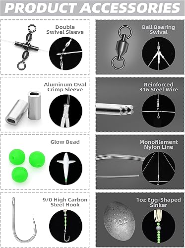 Miniatura 7 de BLUEWING Barra esparcidora de pesca de 18 pulgadas36 pulgadas con calamares de bulbo de 6 pulgadas9 pulgadas, pájaros de arrastre de 5.28 pulgadas y