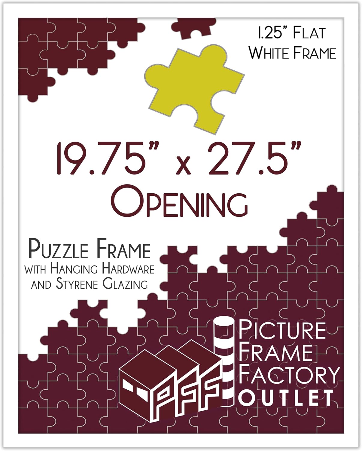 PictureFrameFactoryOutlet PFF 19.75x27.5 Inch - Premium 1.25" White Profile - Picture Frame for Artwork, Puzzles, Photos, Certificates