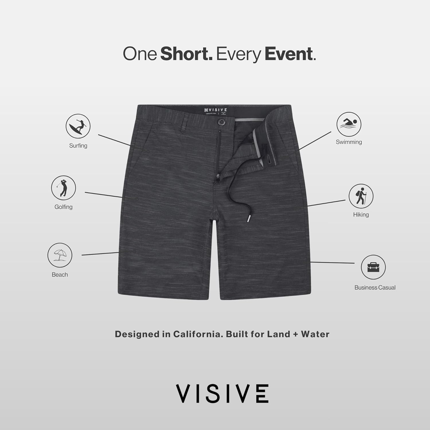 Visive Mens Shorts 7/9 Inch Hybrid Golf Short Premium Quick Dry Stretch Board Shorts