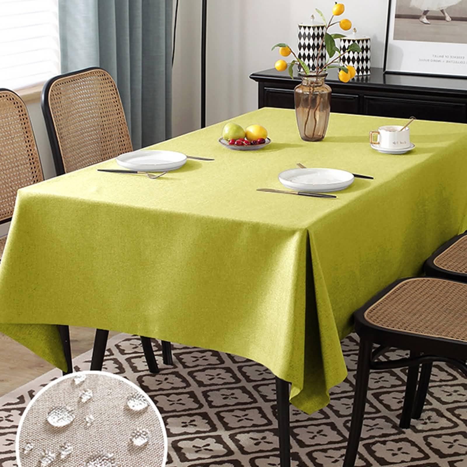 Tovaglia Antimacchia Quadrata Poliestere, Giallo Verde, 120x120CM