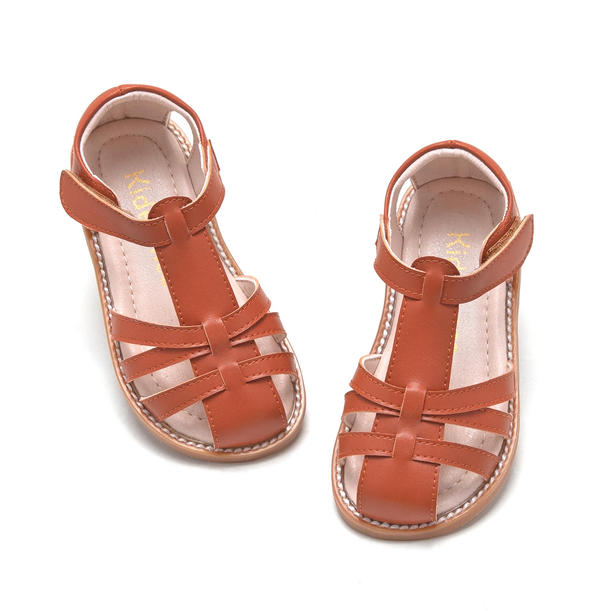 Kiderence Toddler Flower Girl Sandals Close Toe Dress Shoes Wedding Party | Hook and Loop,Non Slip Lightweight Sandals for Beach,Water Play and Daily Wear