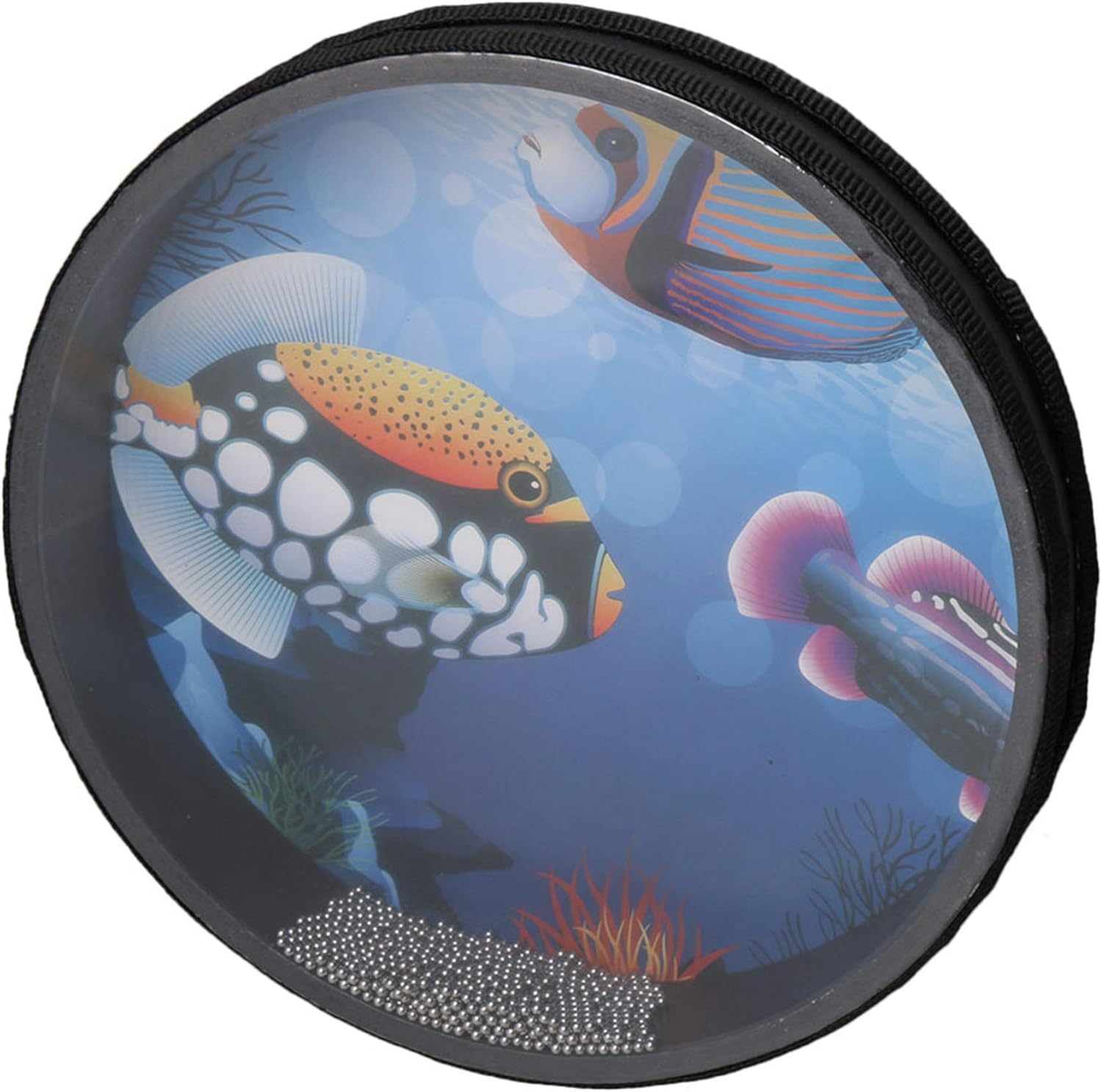 10 Inch Wave Bead Ocean Hand Drum Sea Drum Musical Instrument Percussion with Hardwood Shell Dia 253mm W 41mm for Concert and Home