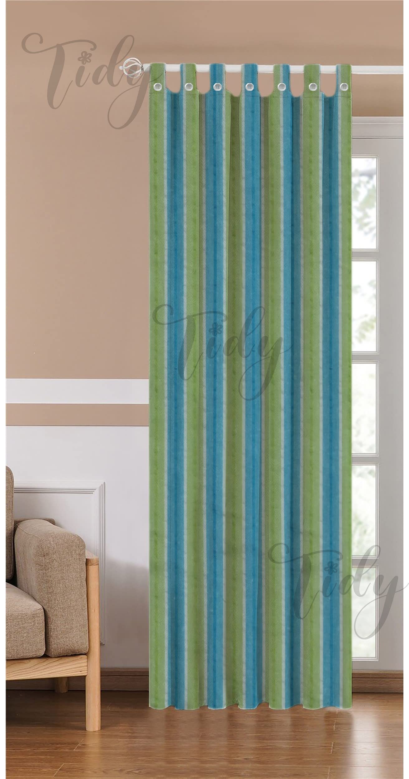 tidy Cotton Fabric Transparent Loop Curtain, Striped Pattern, Sheer Suckker Design, Set of 1 (Color: Green, 6.5 Feet) (B0BFBXBPDT) Amazon Price History, Amazon Price Tracker