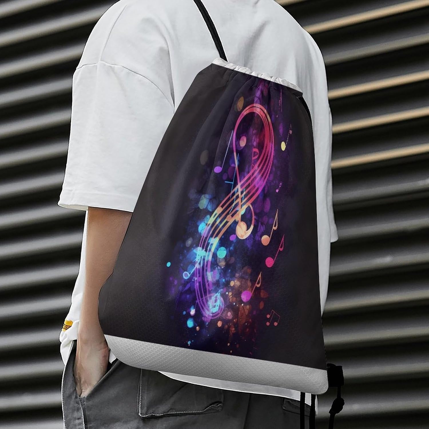 Colorful Galaxy Music Drawstring Backpack Gym Bag Drawstring Bags image 5