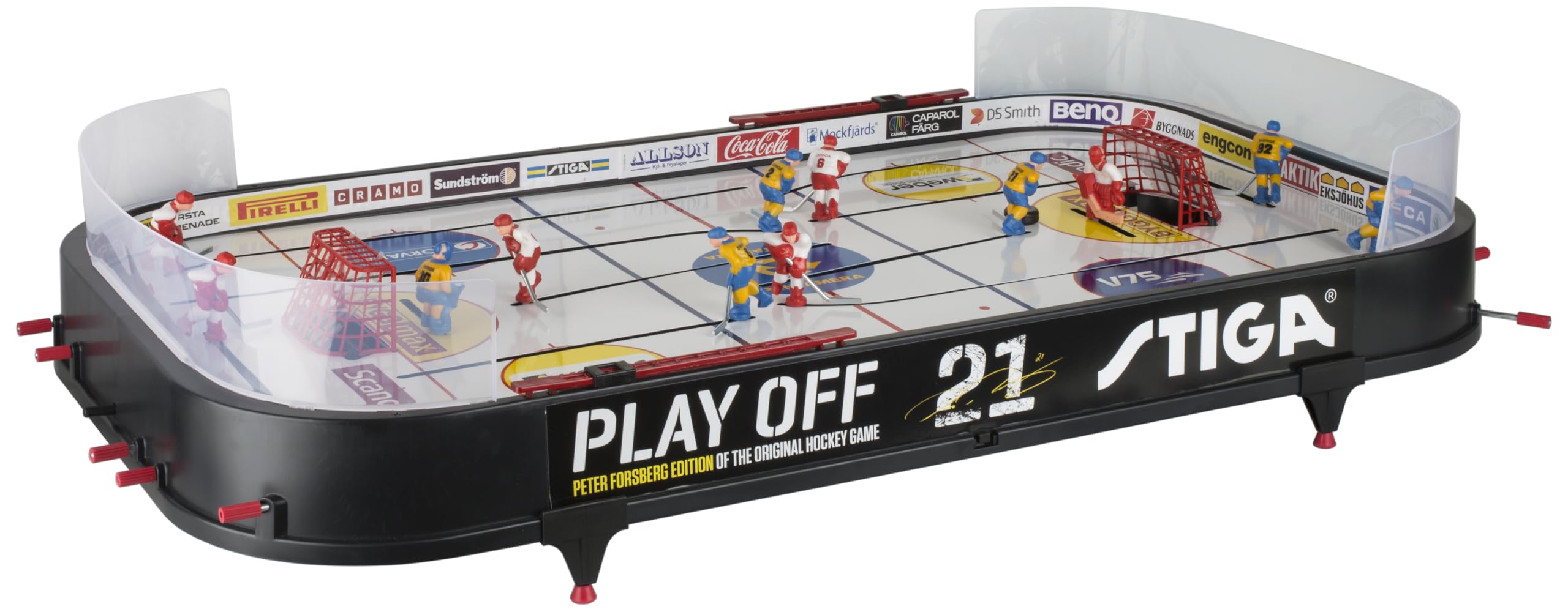 STIGA Play Off 21 Hockey Gioco da Tavolo - Versione Aggiornata, Facile da Assemblare, Dimensioni 96x50 cm, per 2 Giocatori, 2 Dischi Inclusi, Segnapunti Integrato – Idea Regalo per Tutta la Famiglia