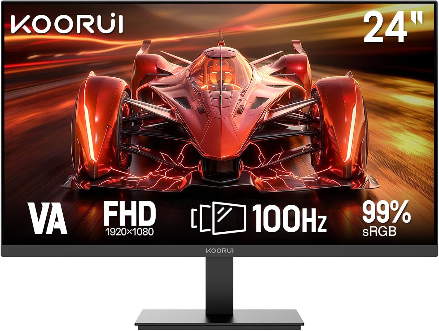KOORUI 24 inch Gaming monitor FHD,100Hz,1080p,Eye-cared,Flicker-Free,Ultra-slim,VESA,support HDMI, computer monitors
