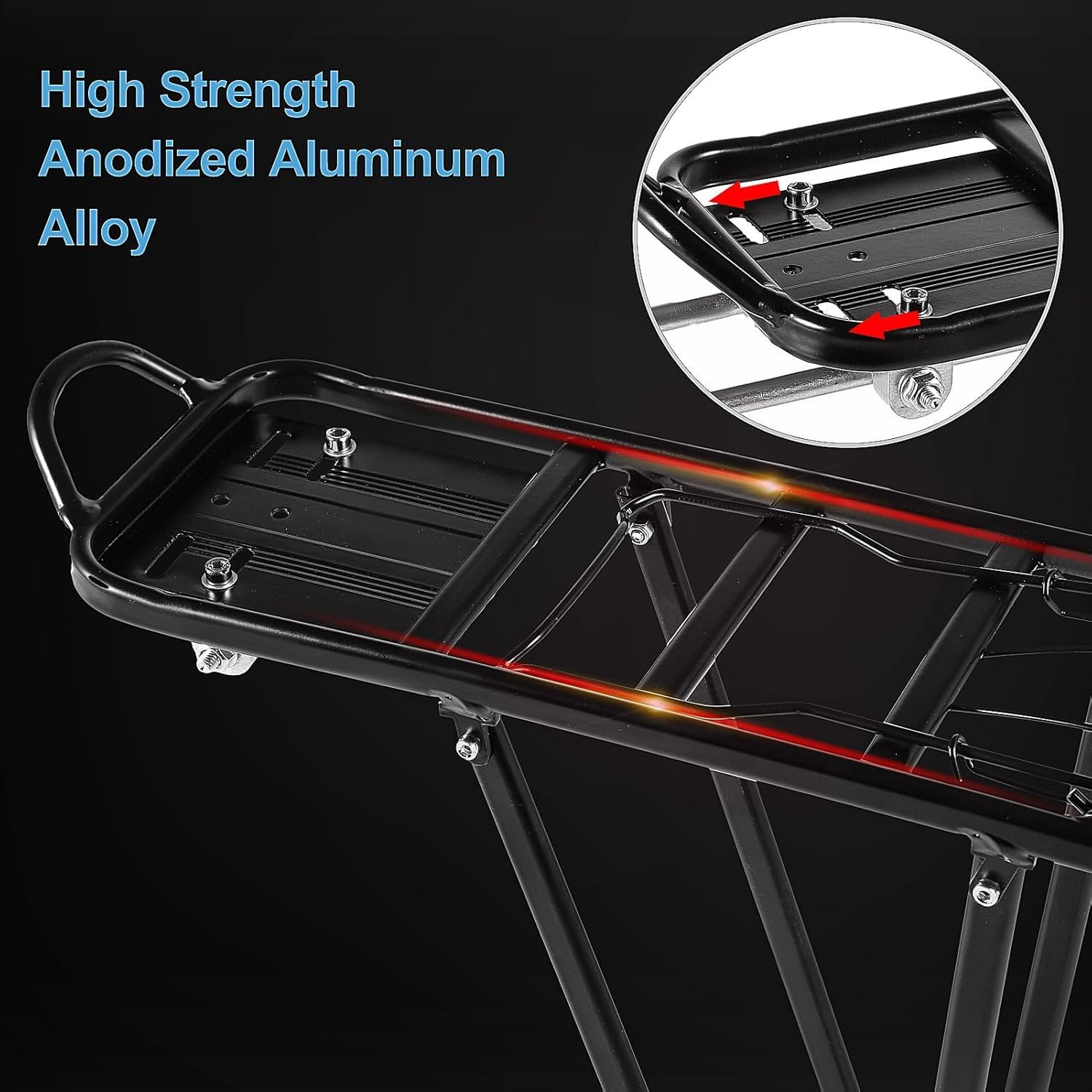 Universeller Gepäckträger hinten für 24-28 Zoll Fahrräder, Leichter Fahrradgepäckträger 43x21cm, Aluminium Citybike & Mountainbike, mit Reflektorhalterung, Cube kompatibel, robust & stabil