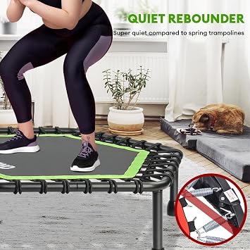 ONETWOFIT Mini Rebounder Trampoline for Adults with Bar, Adjustable Handle