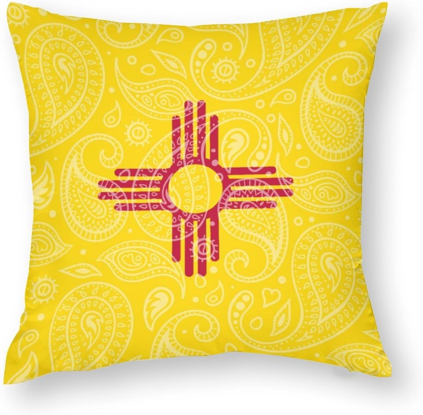New Mexico State Flag Paisley Pattern Printed Throw Pillow Case 4 Pcs Soft Pillowcases Pillows Covers Sofa Bed Decor 12/14/16/17/18/20/22/24/32 Inches