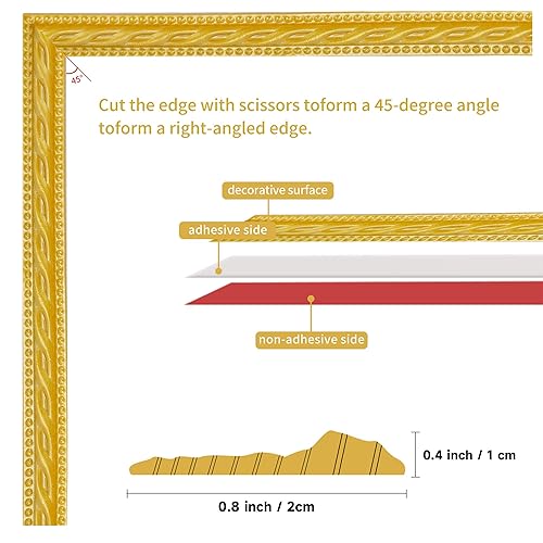 Miniatura 2 de Moldura flexible para pared, autoadhesiva de 16.4 pies, moldura de techo, borde de gabinete, marco de espejo, para decoración del hogar, moldura de