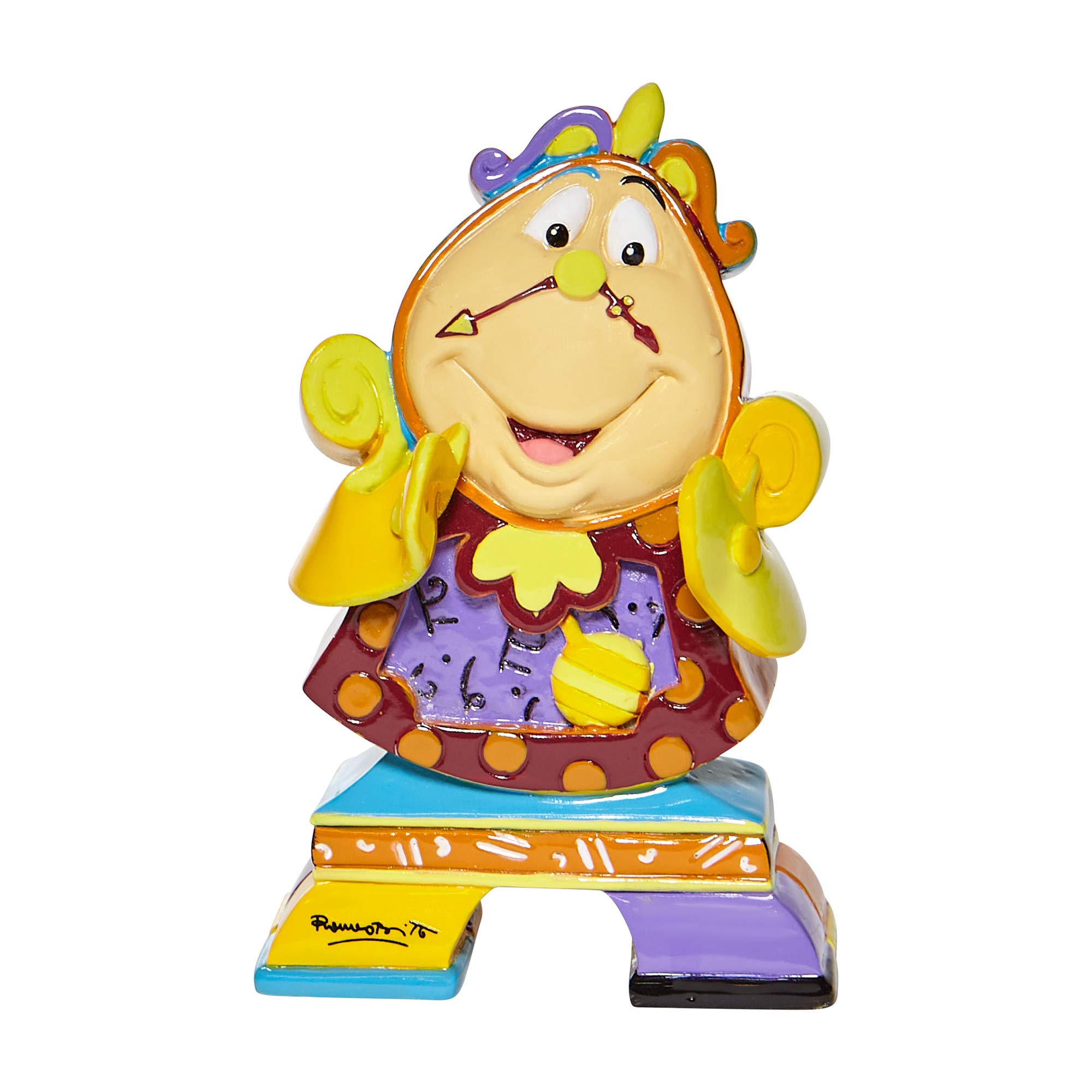 EnescoDisney by Romero Britto Beauty and The Beast Cogsworth Miniature Figurine, 2.95 Inch, Multicolor