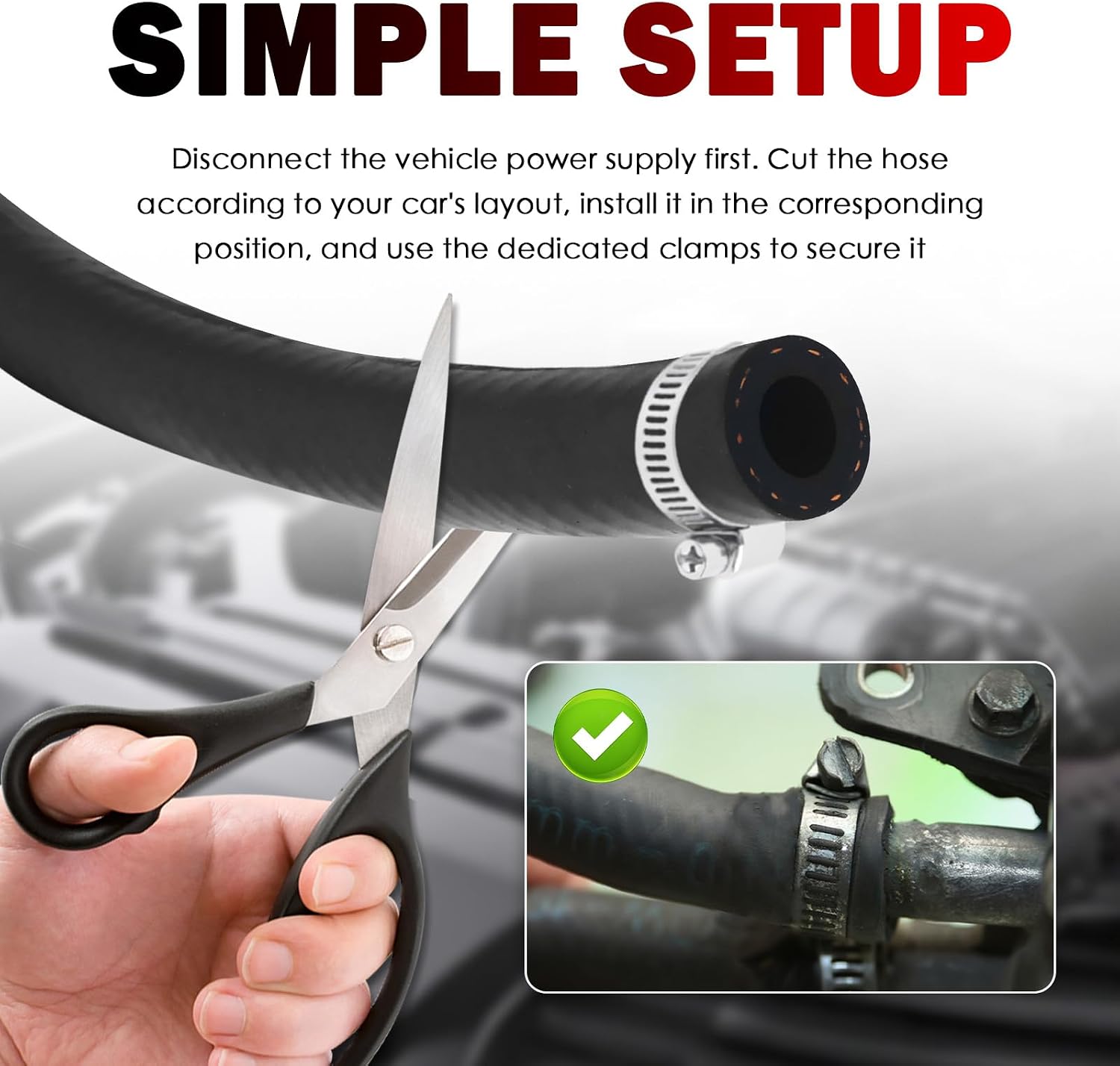 2PCS 27232 11/32"×36" Car Brake Booster Vacuum Hose Kit with Clamps,300PSI Soft Power Brake Booster Hose,Universal Brakes Vacuum Lines Automotive Parts for Most Vehicles