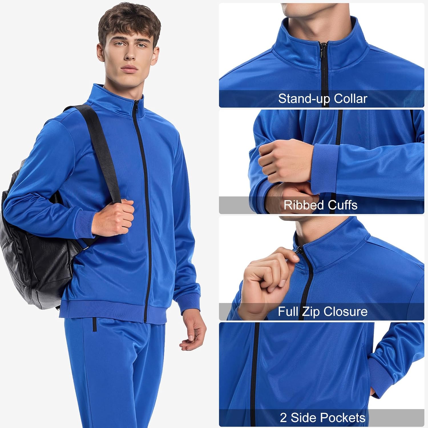 HODOSPORTS Mens Tracksuits 2 Piece Full Zip Jogging Running Suits SweatSuits for Men Shiny Sport Track Suits Sets - Image 5