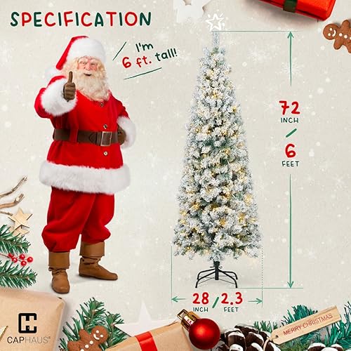 Miniatura 2 de Fencer Wire Árbol de Navidad artificial preiluminado de 6 pies con 618 puntas de ramas prearticuladas y soporte plegable, árbol de Navidad delgado