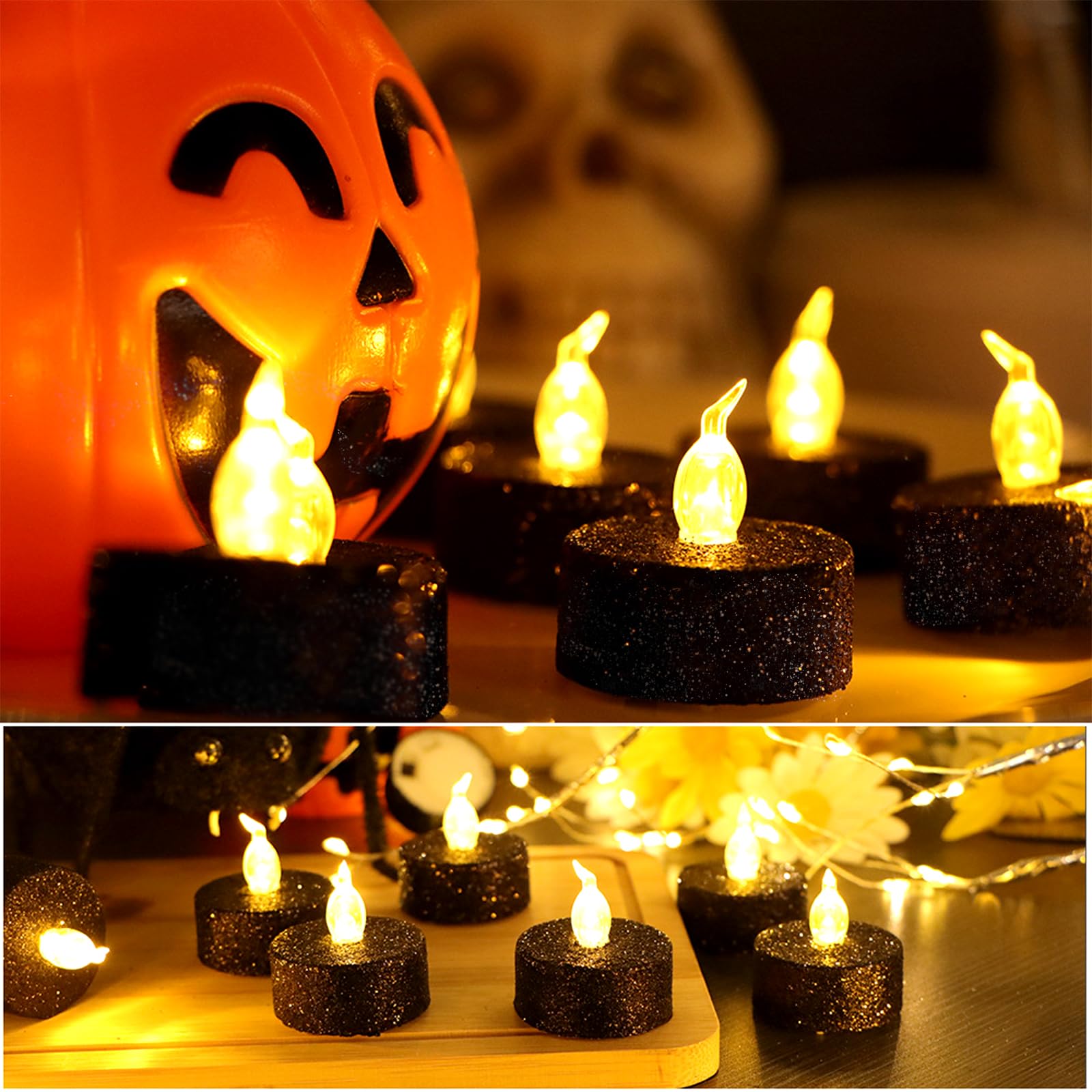 12 Bougies Chauffe-plat LED Scintillantes - Piles Incluses, Parfaites Pour Décoration De Table, Mariage, Fête - 11