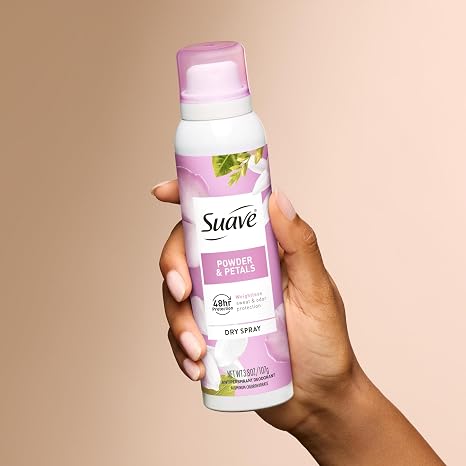 Suave Powder & Petals Antipersirant Deodorant Dry Spray, for 48hr odor & wetness protection, 3.8oz, 12 pack