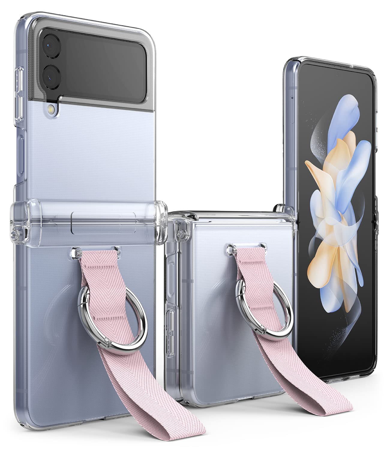 Ringke Slim Ring Hinge Compatible with Samsung Galaxy Z Flip 4 5G Case Cover Anti-Yellowing Thin Transparent Hard Back with Hinge Protection with Ring Strap - Pink Sand-image-14