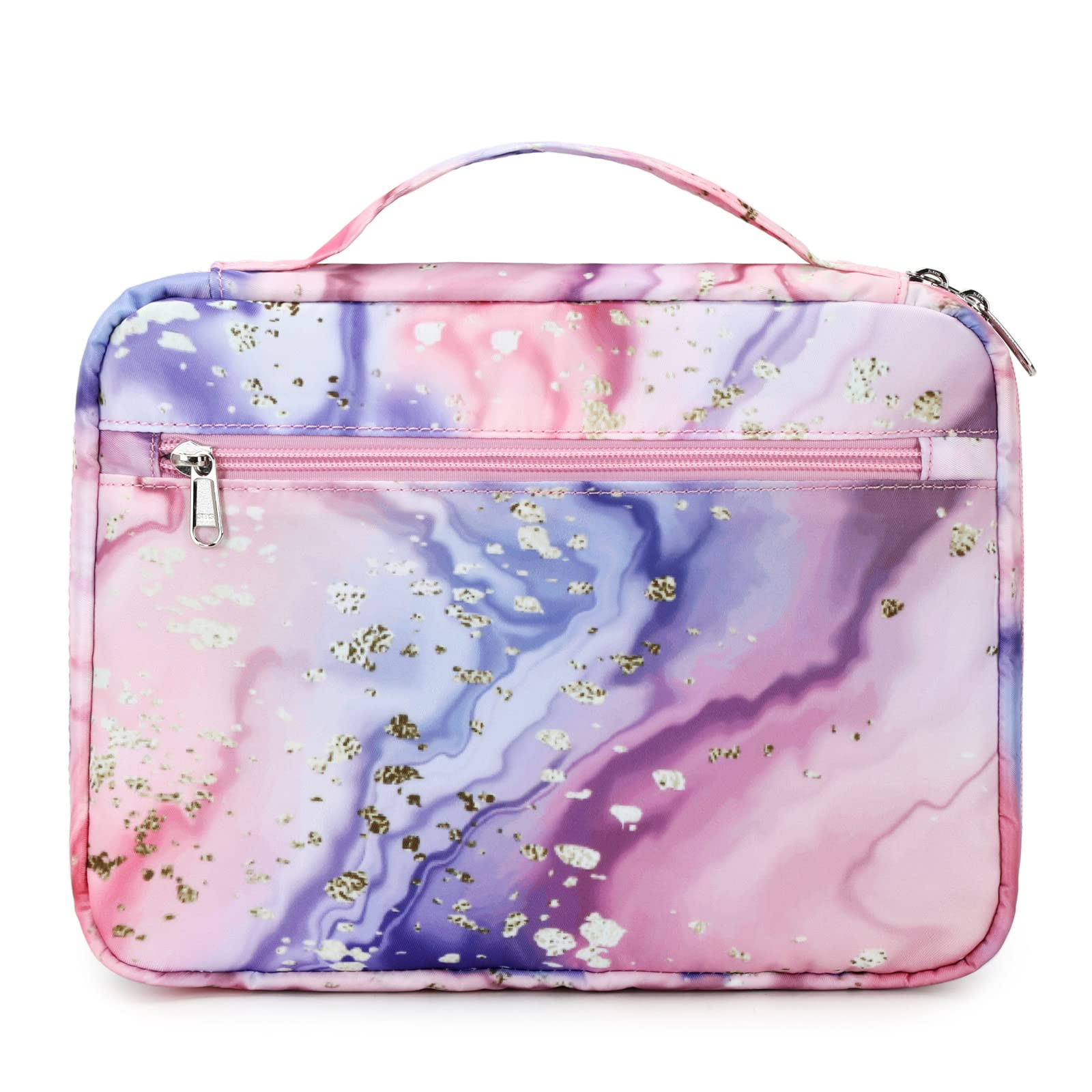Bible Covers for Women Bible Case Girls Bible Bags Kids Scripture Carrying Case with Handle Pockets，Bible Book Carrying Case (Pink-Marble)