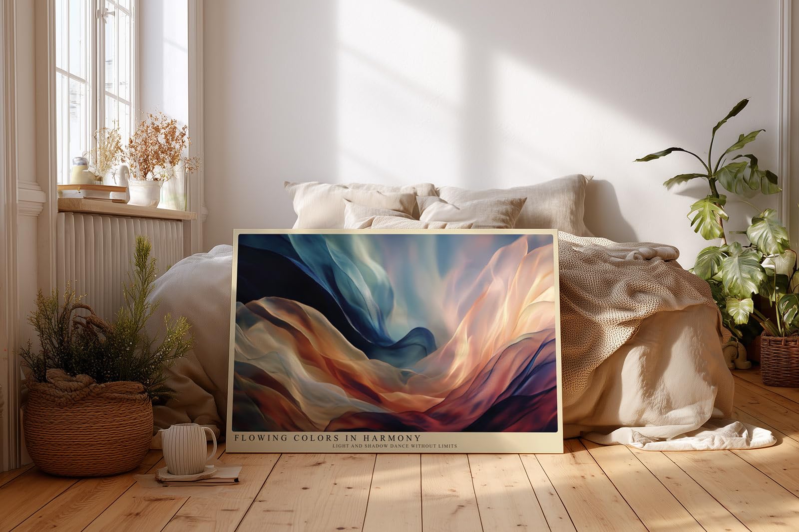 Paul Sinus Wandbild 180x120cm abstrakte Farbbewegung moderne Fluid Kunst warmes Farbspiel stilvolle Wanddekoration fuer Wohnzimmer Büro
