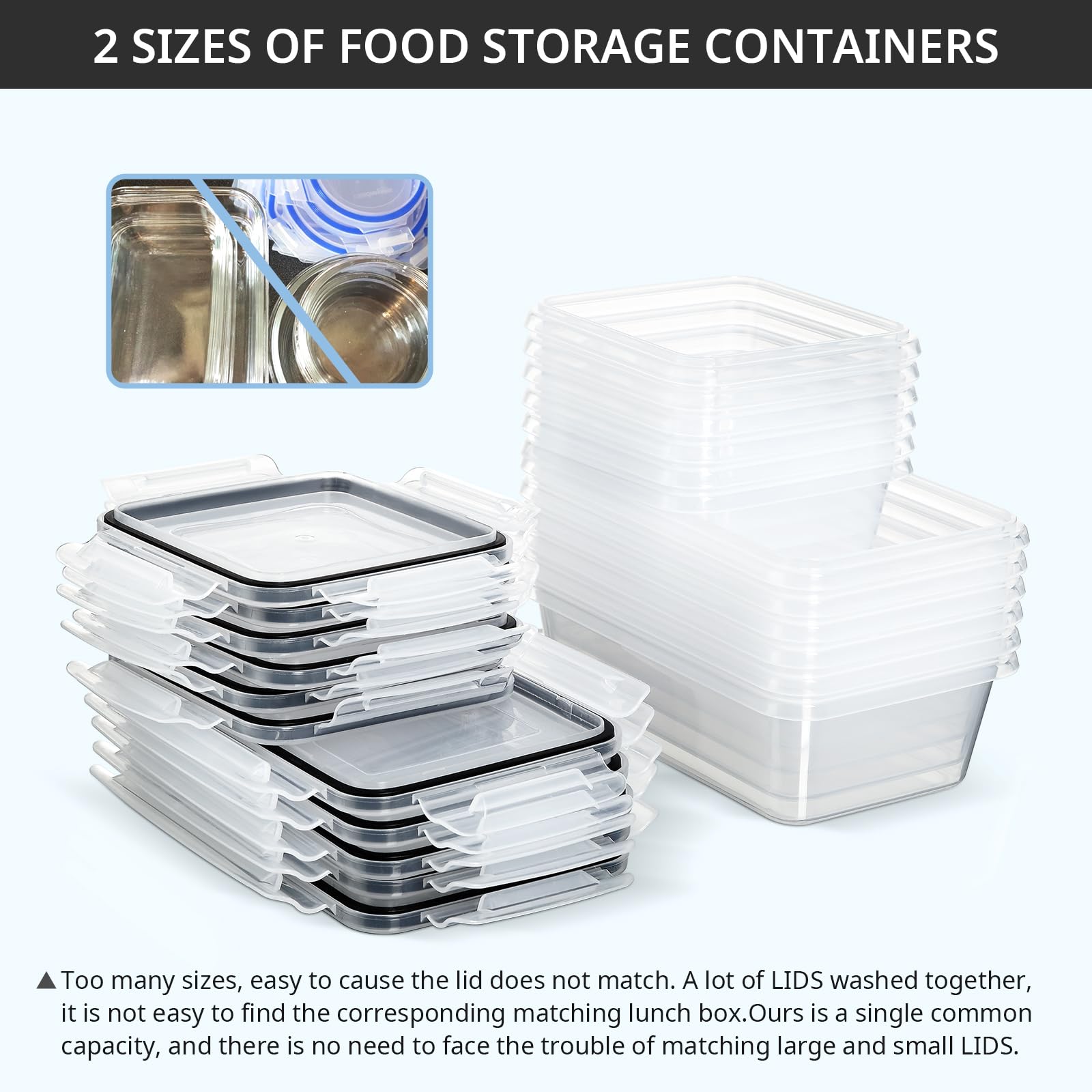 Hibisaws Set di 12 contenitori ermetici per alimenti, in plastica, senza BPA, 6 x 1 l + 6 x 500 ml, per la cucina