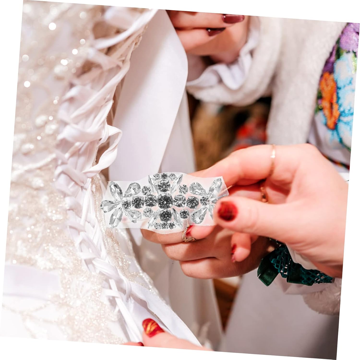 Glitter Rhinestone Applique Belt for Wedding Elegant Beaded Sash Accessory for Clothing and Craft Decoration