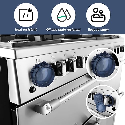 Miniatura 6 de 6 fundas de seguridad para pomos de estufa, con cintas de doble cara, cubiertas universales para pomos de estufa de gas, para niños, bebés, a prueba