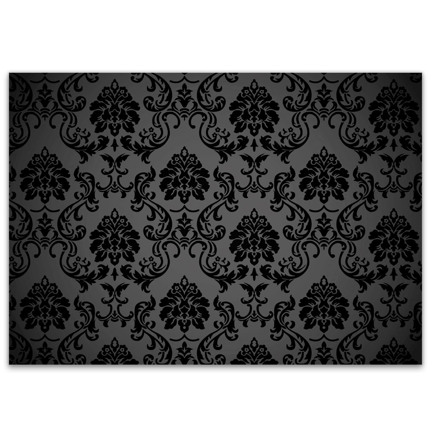Younikat I 100 manteles de Mesa Ornamento Negro I DIN A3 Rectangular I manteles de Mesa Individuales de Papel Color Negro, Noble I Mantel de Mesa desechable I dv_008
