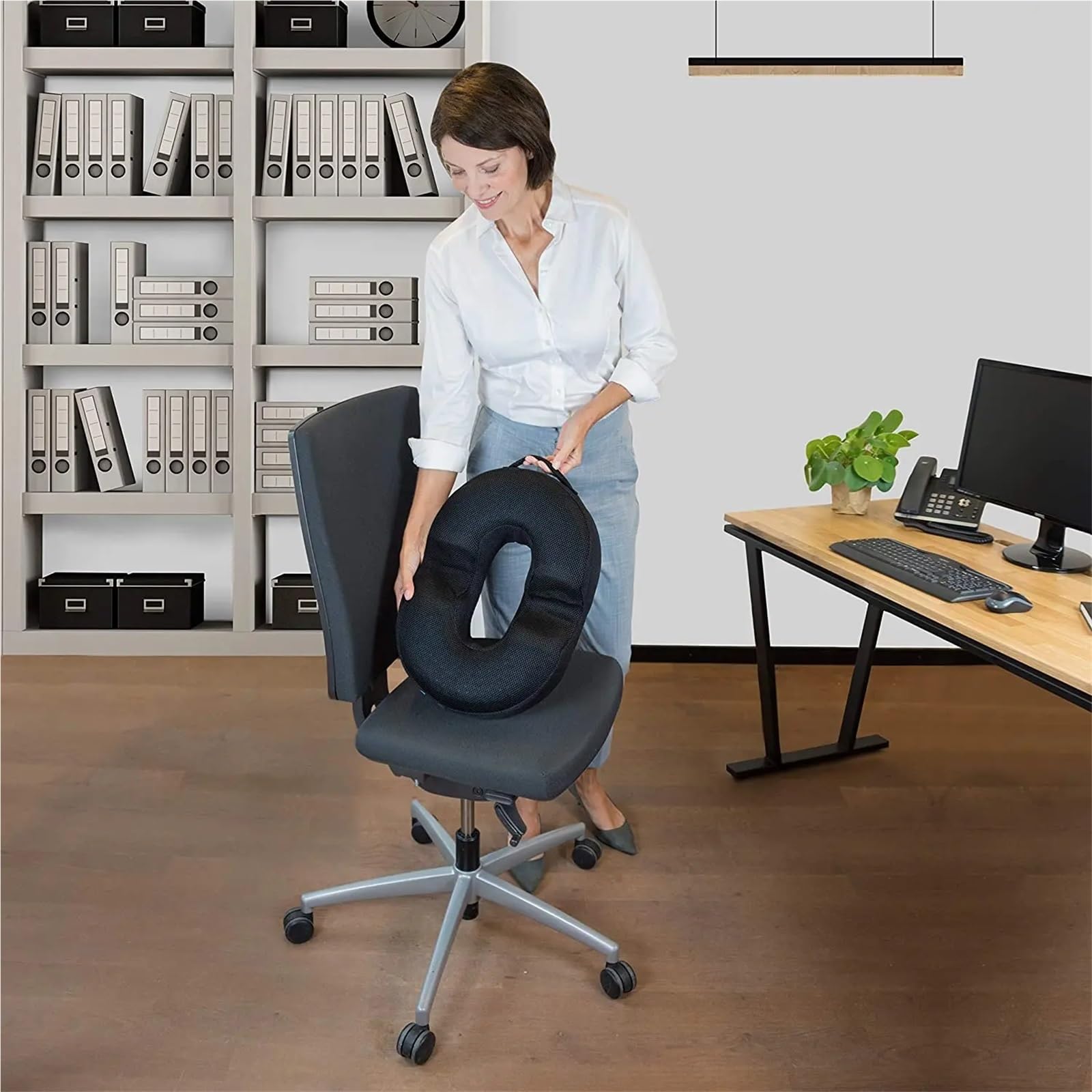Memory Foam Sitzkissen Reise Atmungsaktives Sitzkissen Steißbein Memory Foam Sitz Massage Stuhl Kissen Pad Auto Gel Schwamm U-Form Sitzkissen Für Bürostuhl(with Gel)
