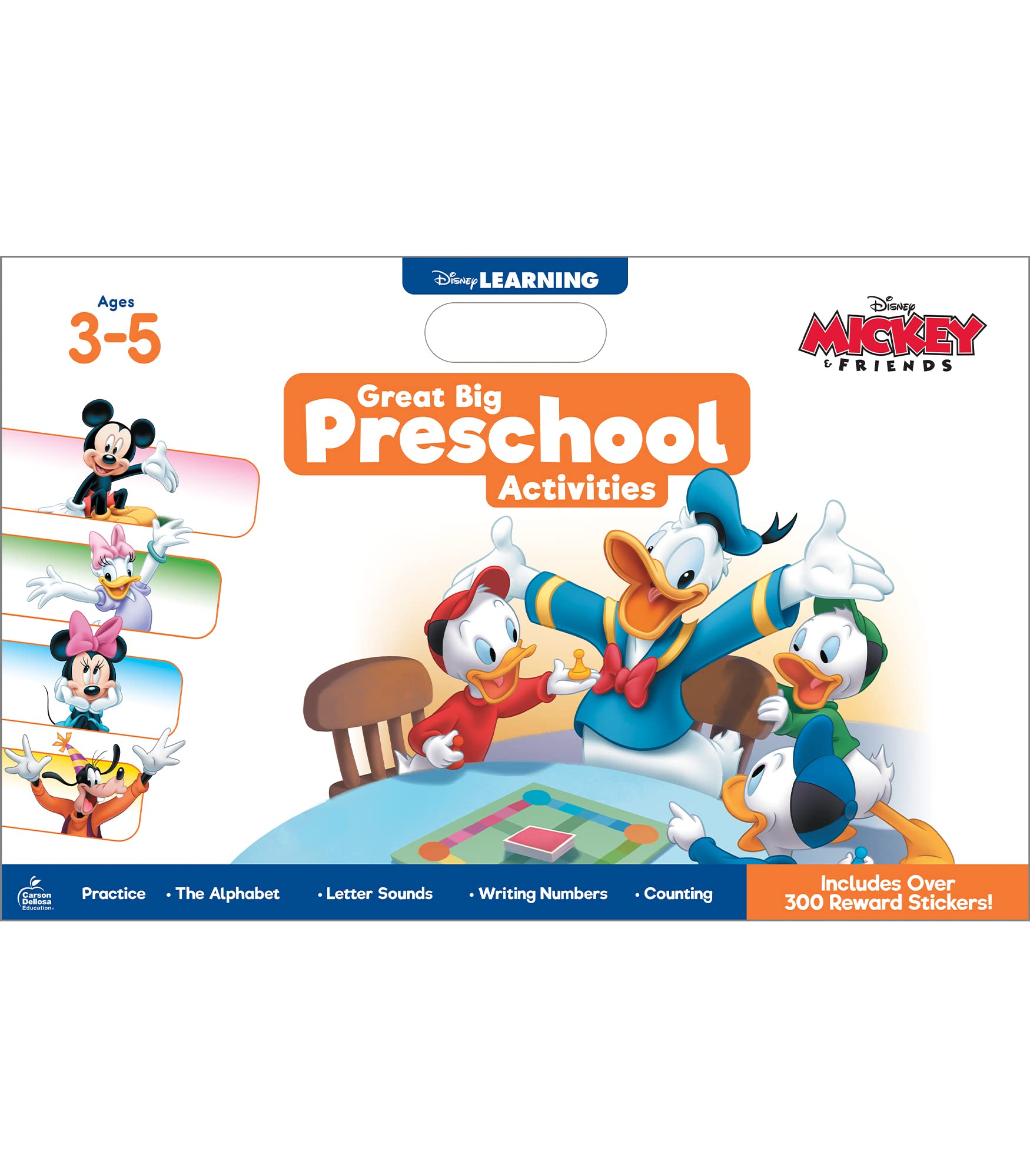 Disney Learning Great Big Preschool Activities--Large Math and Phonics Activity Book, Letters, Shapes, Patterns, and Number Sense Practice With Reward Stickers, Ages 3+ (128 pgs)