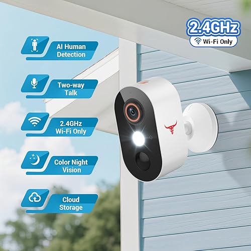 Miniatura 7 de Cámara de seguridad inalámbrica 1080P para exteriores con conversación de 2 vías para seguridad del hogar, visión nocturna con poca luz, detección