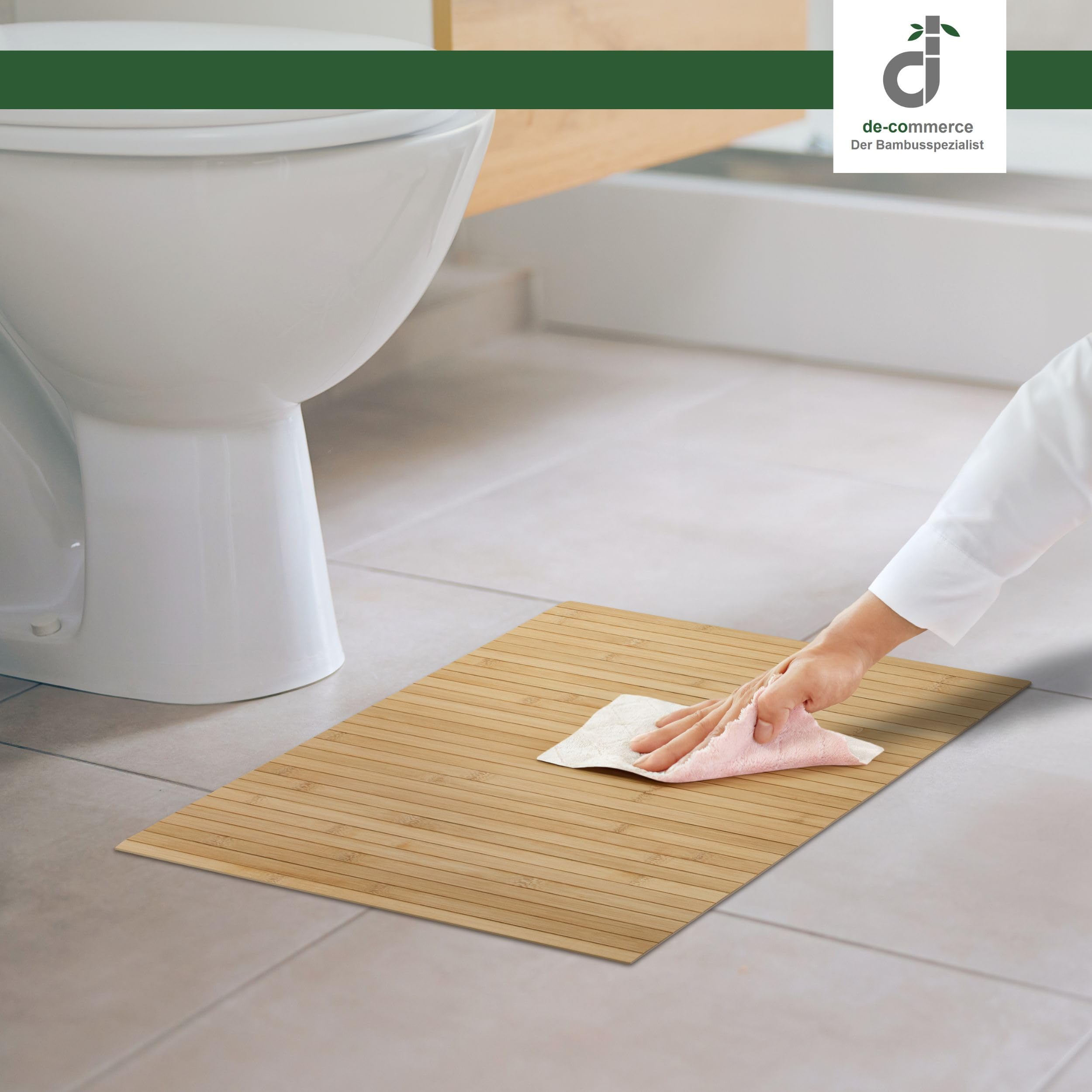 Amazon.de: DE-COmmerce Badteppich aus Bambus Lines Nature 40 x 50 cm  Badematte Badvorleger Duschmatte rutschhemmend