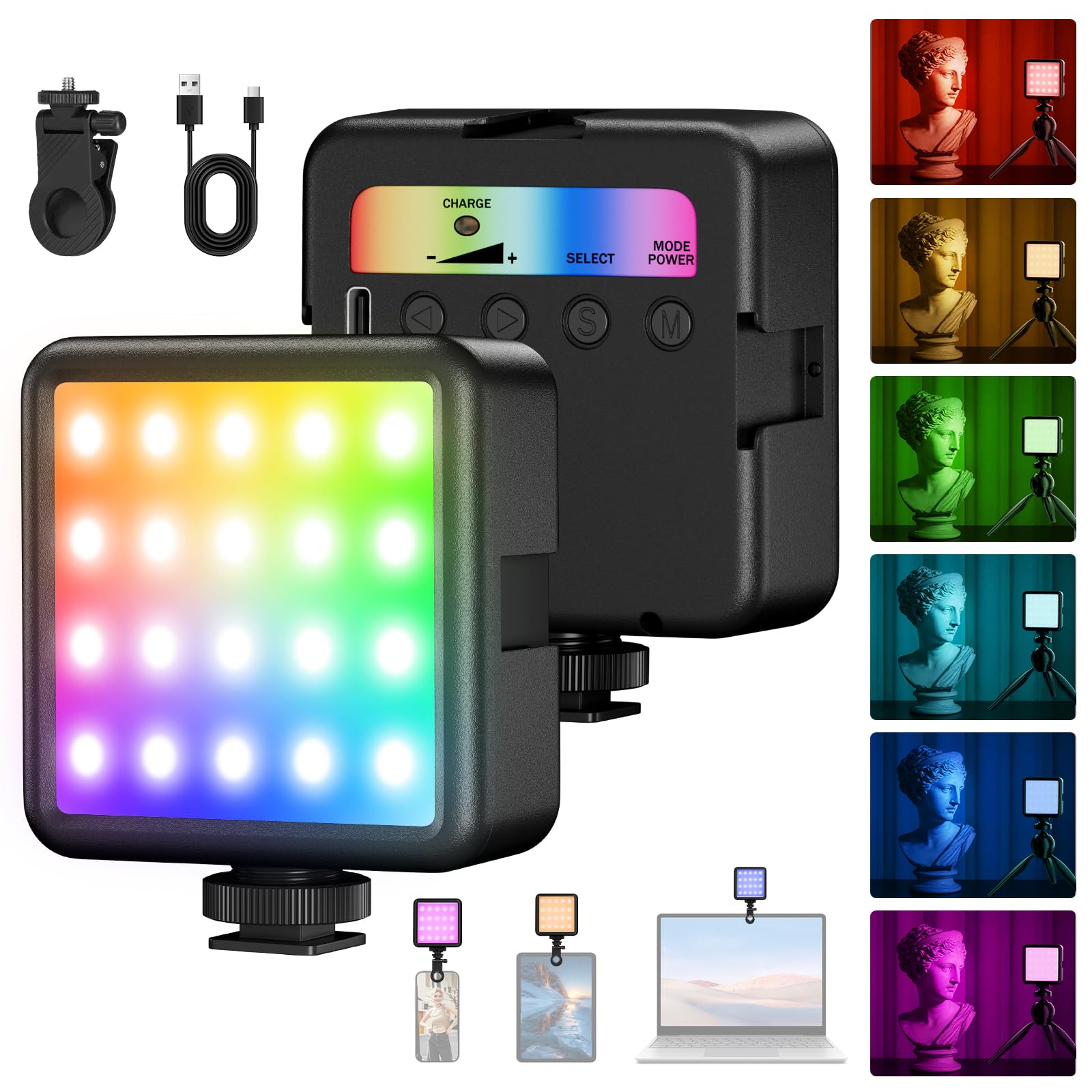 Soonpho P5 RGB Videolight Luce Tascabile per Fotocamera Luce portatile LED Light multicolore 250…