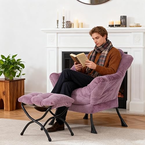 Miniatura 213 de Welnow Silla Lazy con otomana, moderna silla de descanso con reposabrazos y un bolsillo lateral, sillón para sofá de ocio, sillón de lectura