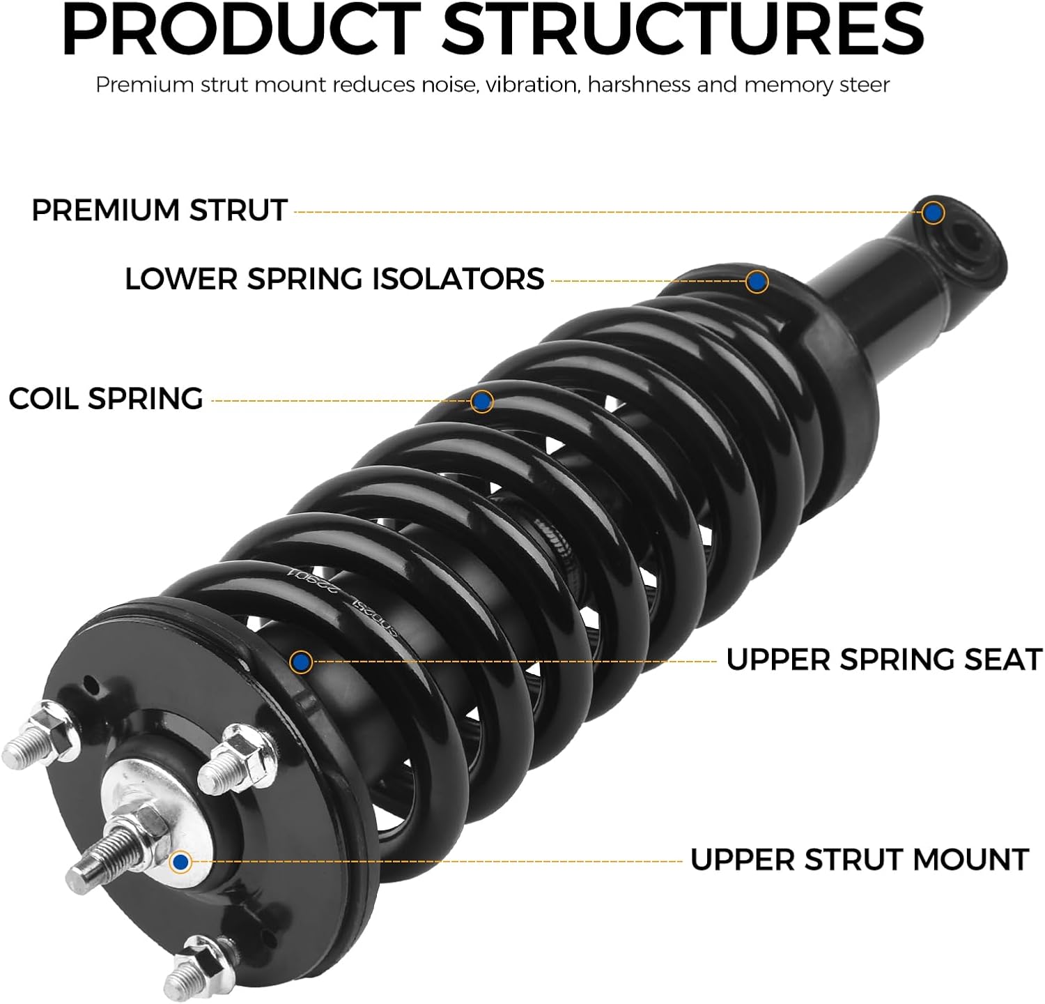 PAROD Shock Absorber Strut Fit for 2000-2006 Toyota Tundra Front w/Coil Spring Assembly #171347L 171347R Passenger & Drive Side