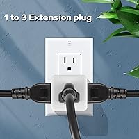 Vista 6 de Adaptador de pared de 3 tomacorrientes, extensor de enchufe de 3 clavijas con certificación UL, 125 V, 1875 W, enchufe de pared de 3 salidas