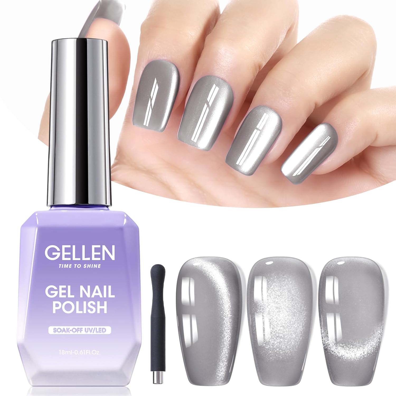 Gellen Cat Eye Gel Nail Polish 18ml, Moonlight Grey Gel