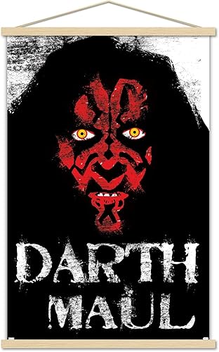 Trends International Star Wars The Phantom Menace - Póster de pared de carbón de Darth Maul, 22.37 x 34.00 pulgadas, paquete de impresión premium y