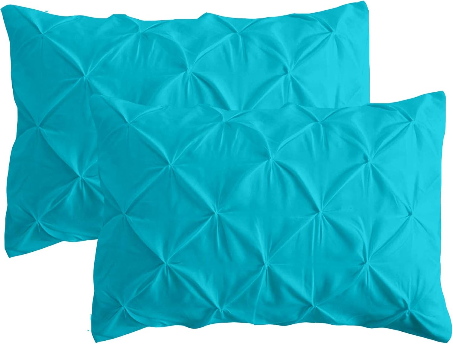 600 TC Pinch Pleated Pintuck Design Euro/European Pillow Sham Sized 26 by 26 inch Cushion Cover, 100% Egyptian Cotton Turquoise Blue Solid, Set of 2 Piece