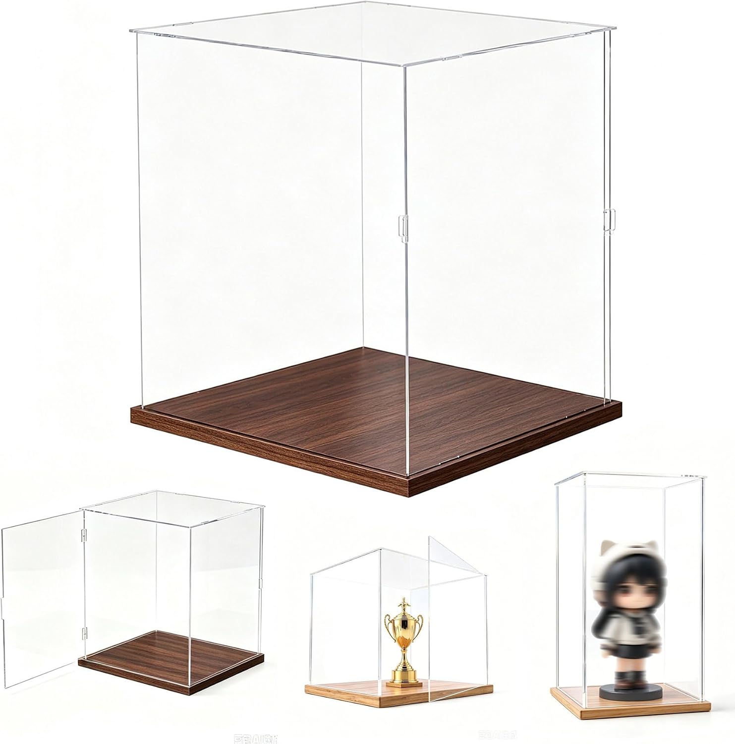 8x8x6in(LxWxH) Acrylic Display Case Easy Assemble Dust Cover Showcase