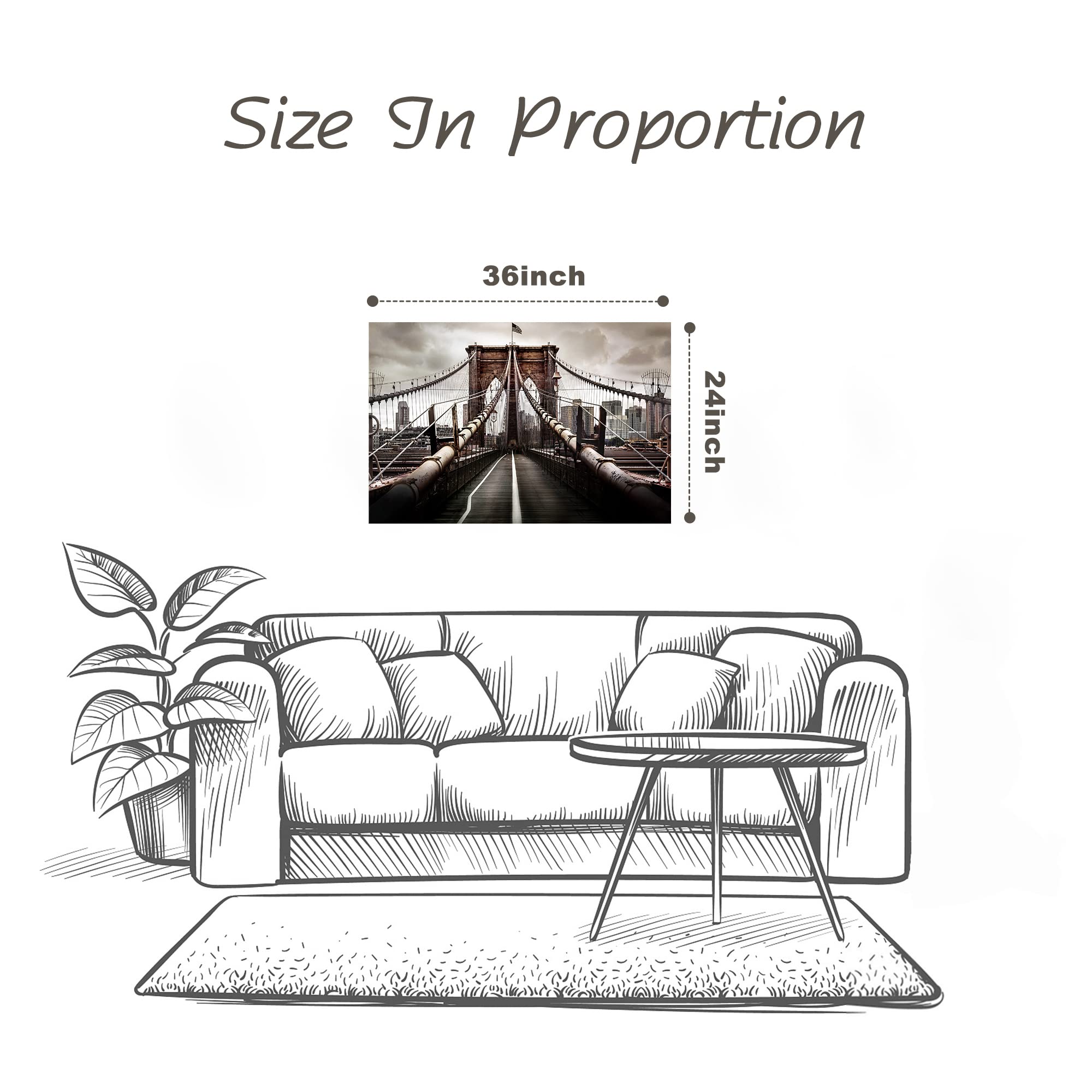 Amazon｜ブルックリン橋 キャンバス壁アート:ラージ モダン