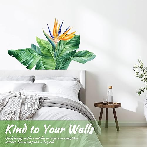 Miniatura 2 de Calcomanías de pared de acuarela de selva tropical, monstera, despegar y pegar, diseño de plantas verdes de bosque tropical, hojas de palmera,