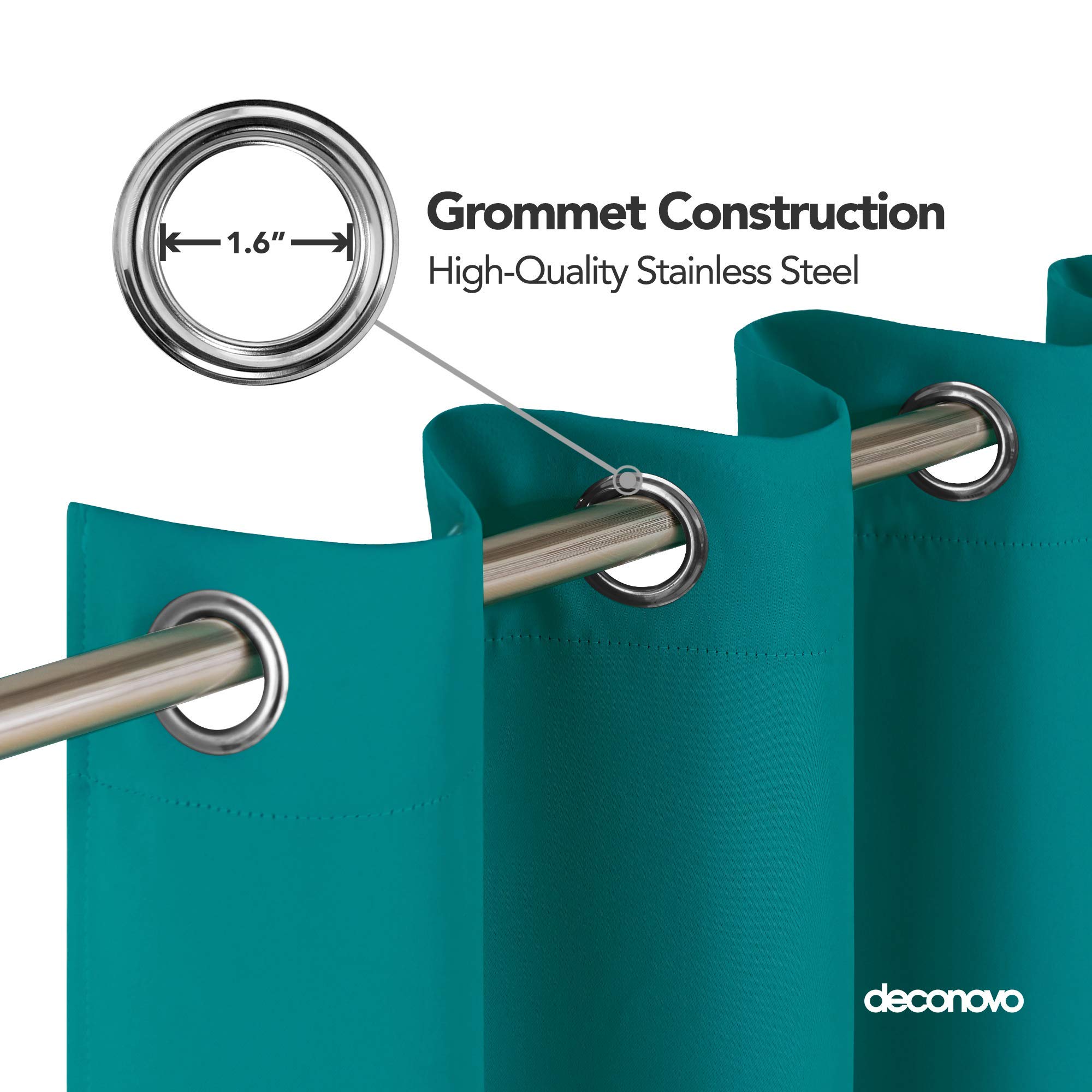 Deconovo Tende oscuranti isolanti termiche anti freddo, 140 x 175 cm (larghezza x altezza), tende per soggiorno e camera da letto, design moderno con occhielli, turchese