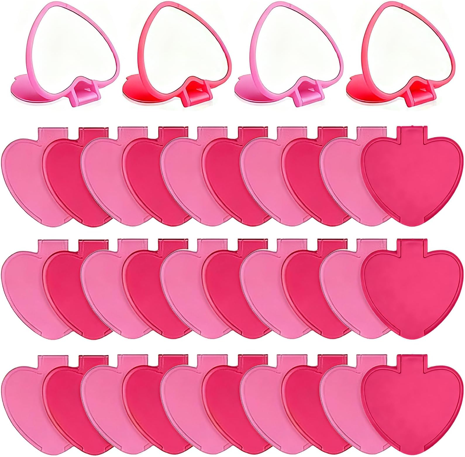 36 Pcs Valentine Compact Mirror Bulk Small Portable Heart Compact Mirror Mini Vintage Pocket Folding Makeup Mirrors for Women Gift Travel Daily Use (Pink & Rose Pink)