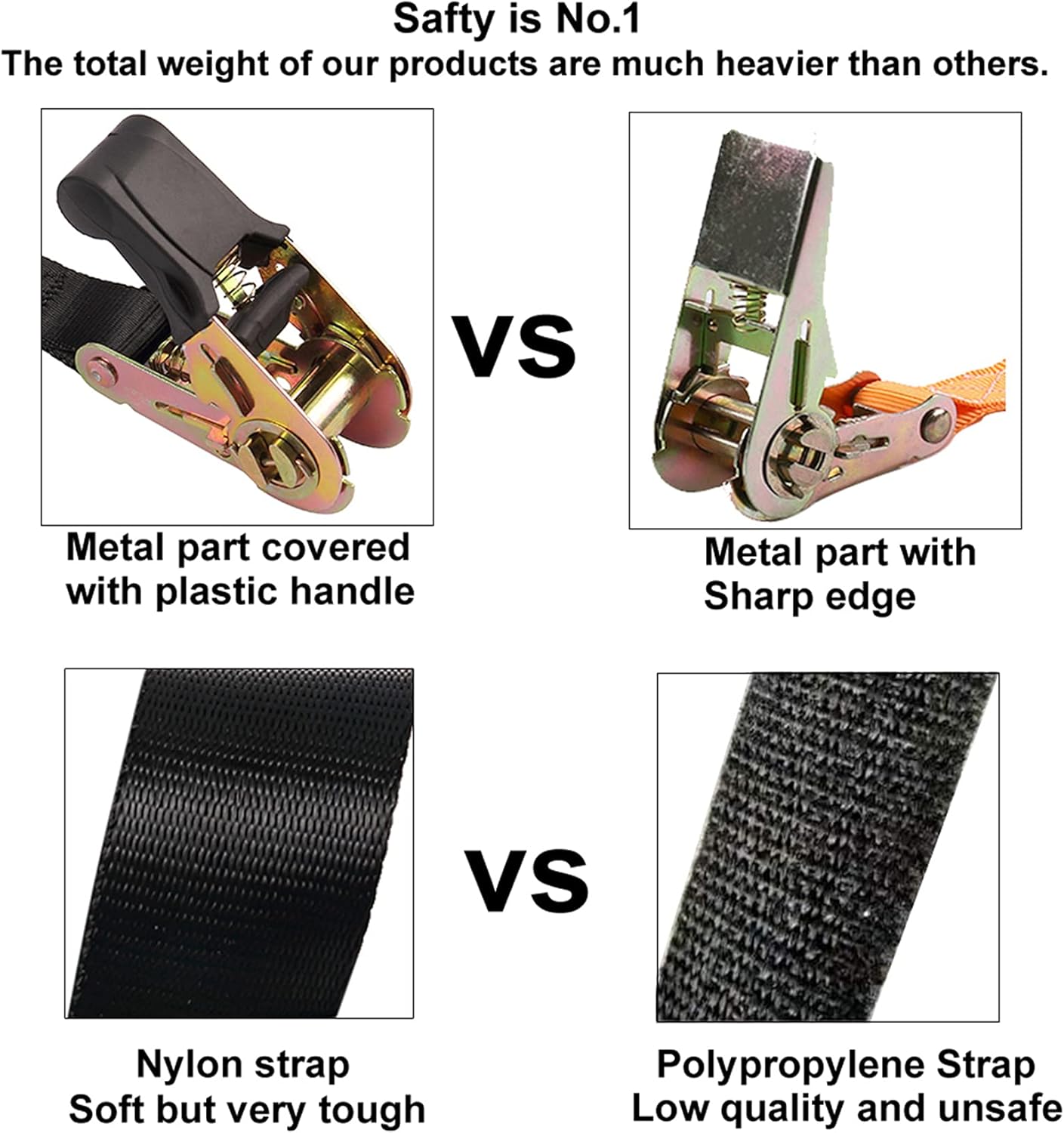 Endless Ratchet Tie Down Straps Heavy Duty Cargo Tie Downs,4FT Sturdy Nylon Black Strap Down Ratcheting Securing Straps, Track Spring Fittings, Tie-Down Motorcycles, Trailer Loads, Kayak (4ft x 2pcs) - Image 3