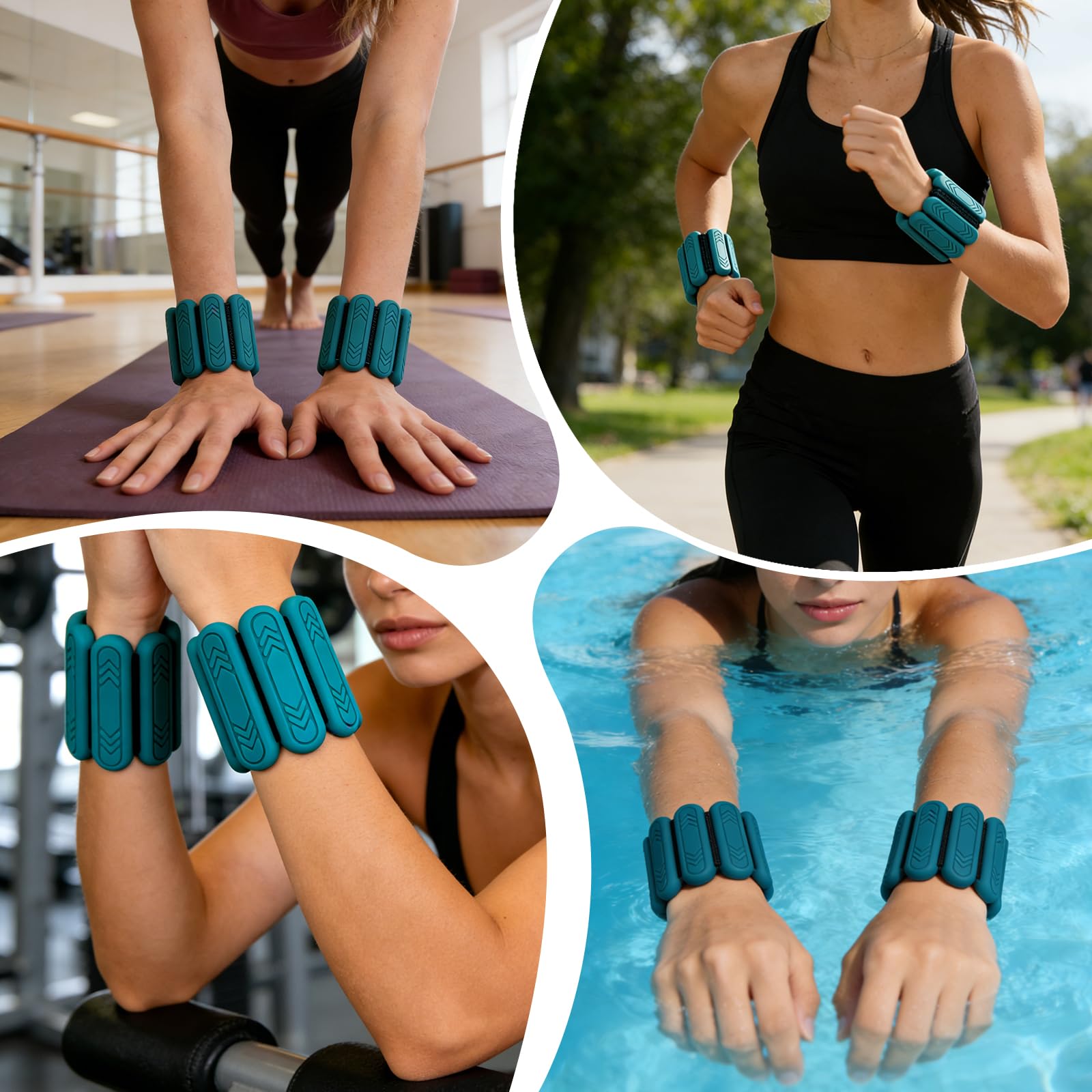 Set di 2 pesi per caviglia (0,5 kg/0,9 kg ciascuno), pesi regolabili per polsi e caviglie per donne e uomini, braccialetti in silicone per allenamento della forza, per nuoto, corsa, pilates