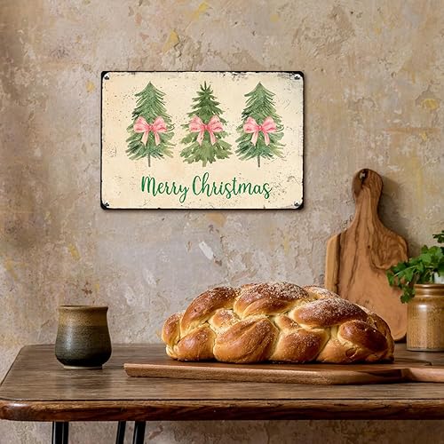 Miniatura 6 de Decoraciones de aula de Navidad, decoraciones de pared de Navidad rosa, decoración de pared chinoiserie, letreros de metal para árbol de Navidad,