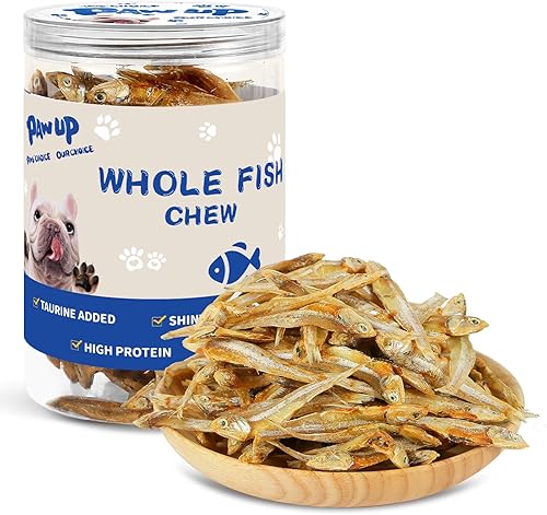 PAWUP Golosinas de pescado entero para perros, secado al aire, 100% capturado en la naturaleza, solo dos ingredientes, alto en proteínas y omega-3,